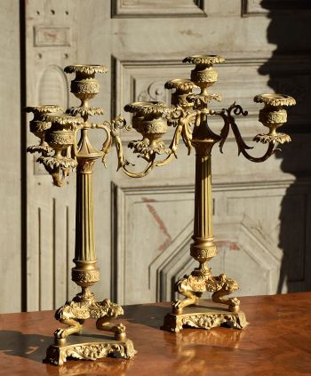 Antyczne francuskie świeczniki z brązu złoconego sklep online #antyki #antiques