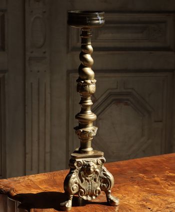 Antyczny kandelabr świecznik ołtarzowy w stylu barokowy ok 1900r Empire Antyki sklep online dekoracje do domu #antyki