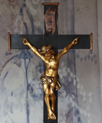 Antyczny Chrystus na krzyżu pasyjka XIXw