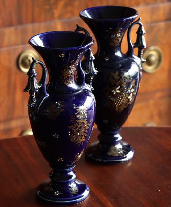 Antyczne wazony wazy kobaltowe złocone angielskie sklep online Empire Antyki dekoracje dodatki do domu biura #antyki #empireantyki