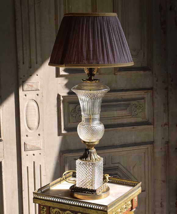 Antyczna lampka nocna kryształowa z mosiądzu ok 1900r Francja sklep z antykami warszawa krakow gdańsk łódź poznań katowice