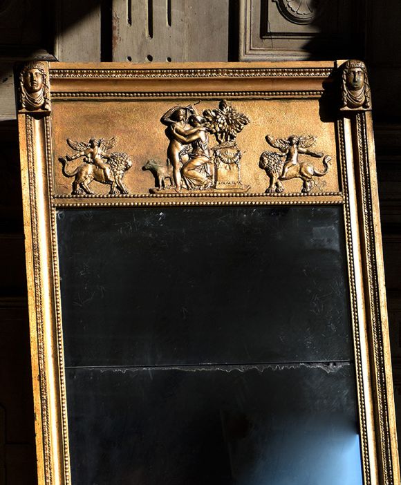 Antyczne lustro drewniane w złoconej ramie Empire ok 1820r antyki warszawa kraków poznań Empire Antyki