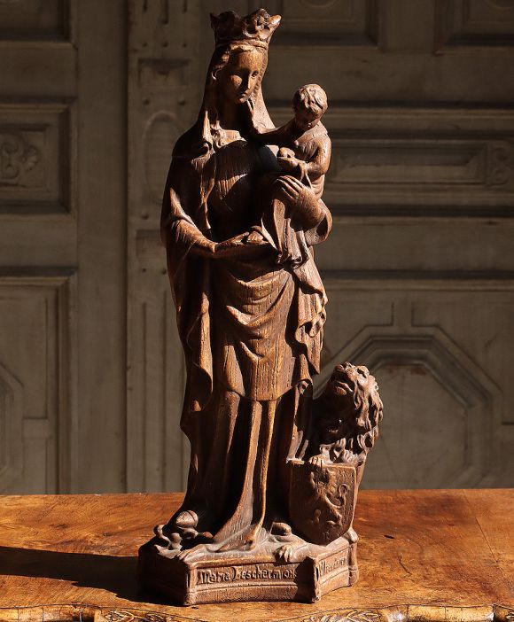 Antyczna figura madonny z dzieciątkiem rzeźba  sakralna antyk Empire Antyki sklep online
