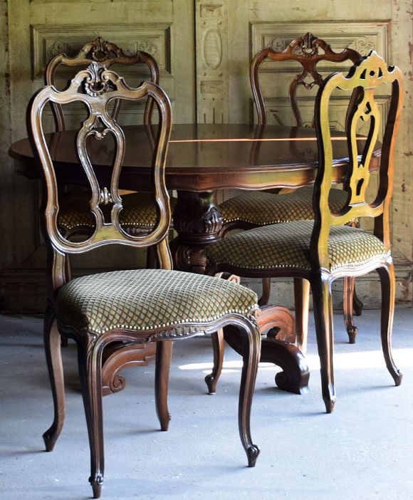 Antyczny barokowy stół okrągły i 4 krzesła komplet mebli Włoskich w stylu rococo warszawa kraków poznań łódź katowice sklep online