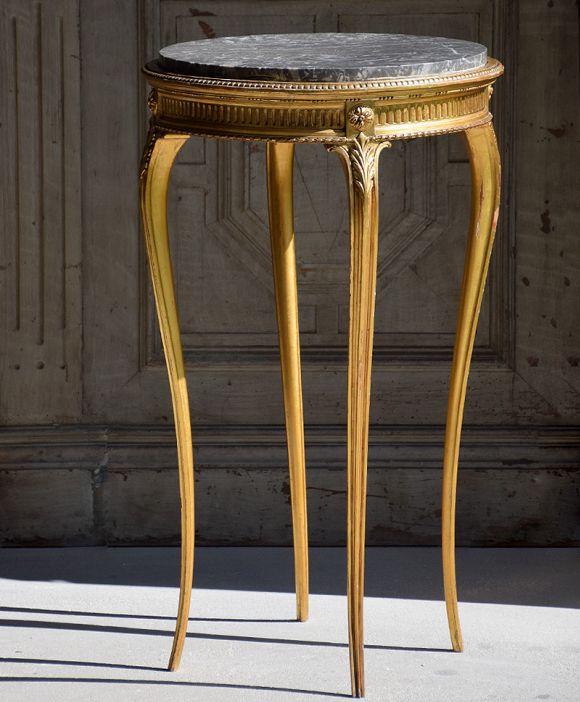 Antyczny francuski stolik z marmyrowym blatem drewno złocone #antyki #antiques