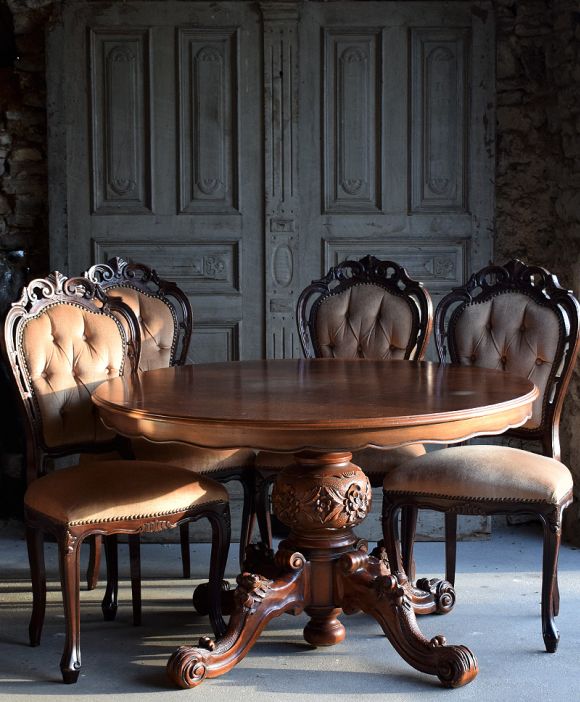 Stół antyczny i 4 krzesła włoski antyk komplet włochy meble antyczne warszawa kraków katowice poznań łódź Empire Antyki